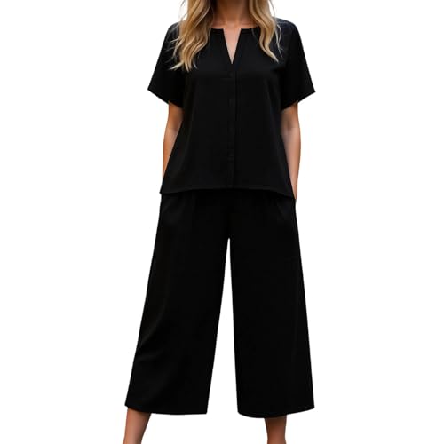 Survêtement 2 pièces femme élégant avec gilet boutonné et pantalon large