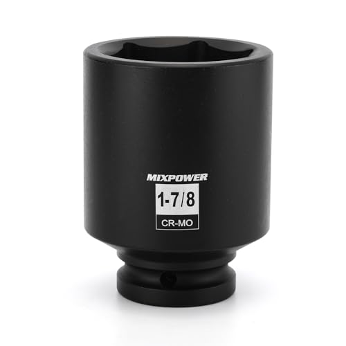 MIXPOWER 3/4 Drive Deep Impact Socket CR-MO 1-7/8 SAE 6 Point Axle Nut Impact Grade Socket for Easy Removal