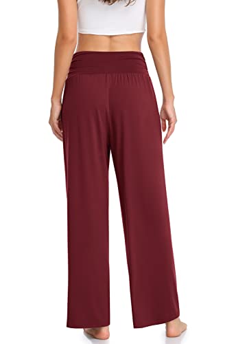 Image of TARSE Womens Wide Leg Pants Casual Loose Yoga Sweatpants Comfy Lounge Pajama Flowy Pants Pockets