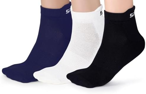 SPINIX breathable bamboo ankle socks for men & women - odour free, anti bacterial & sweat resistant | Perfect for sports, gym, running, & all day wear | Combo pack of 3, black, off white & navy blue