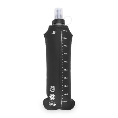 Image of Soft Hydration Flask Foldable Water Bottle, 500 ml, TPU Material, for Running, Camping, Outdoor Sports, Black