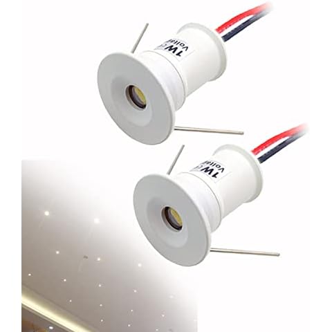 Quentacy DC12V 1W Mini LED Spotlight Jewelry Indoor Display Showcase Counter Ceiling Recessed Light RV Micro Reading Lighting 3000K White Shell 2Pack Cover