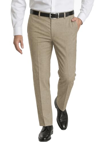 Mens Pants Tweed Herringbone Vintage Dress Pant Trousers Regular Fit Suit Pants4