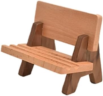 Phone Stand, Wooden Cell Phone Holder with Charging Cable Hole, Cute Park Bench Design Desktop Phone Cradle for Smartphone, Desk Decor, Office,Home Tabletop Ornament