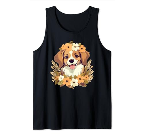 Lindo perro con flores I Perro Niños Camiseta sin Mangas