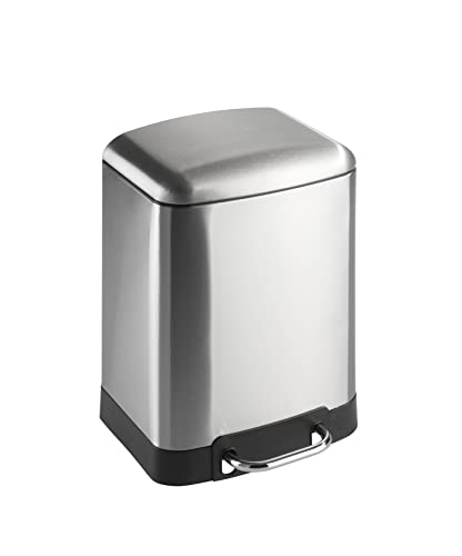 Wenko Step, Odorless, Waste, (Wxhxd): 8.9X9.1X12.6 In, Stainless Steel Lid And Foot Pedal, Garbage Bin, Handsfree Trash Can, 9.1" X 12.6" X 8.9", Silver #TOP7