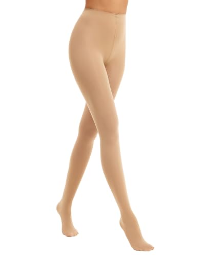 Image of Luxdovi Women Ultra Soft 50 Denier Silky Tights Semi Opaque Solid Color Pantyhose High Waist Footed Stockings