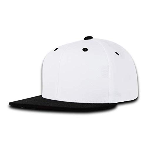 Decky7011-WHTBLK Youth Snapback Caps; White & Black