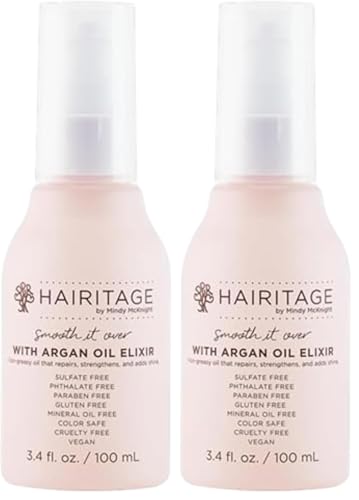 Hairitage Argan Oil-Hair Oil Spray for Frizzy, Curly + Dry Damaged Lightweight Hair-Oil Conditioner (Pack of 2)