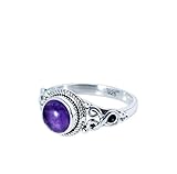 Boho Purple Amethyst Ring 925 Sterling Silver Rings For Women Prefect Gift For Her Elegant Dainty Ring Amethyst Gemstone Ring Handmade Statement Ring Size N (7) By Gems Vibes