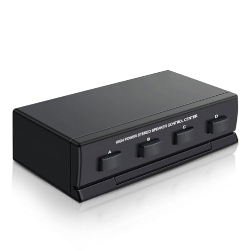 TNP スピーカーセレクタースイッチボックス - 4ゾーンチャンネル ハイパワーステレオアンプスピーカースプリッター A/B/C/Dコントロールスイッチャー付き スプリングクリップコネクタ プラグアンドプレイデザイン チャンネルあたり最大100W