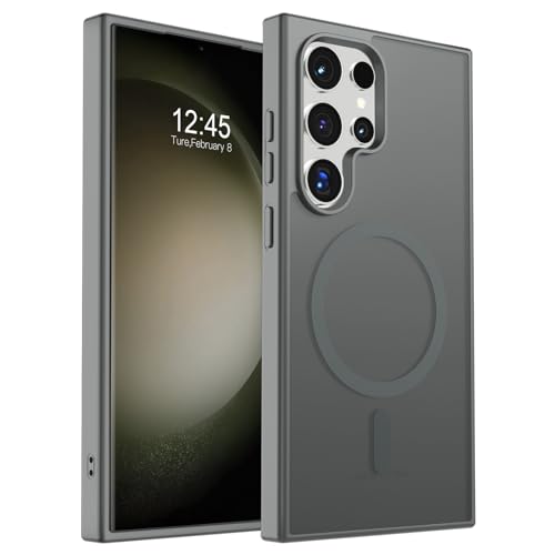 Image of SUPFINE Magnetic for Samsung Galaxy S23 Ultra Case, (Built-in Magnets) (Military Grade Drop Protection) Slim Translucent Shockproof Phone Case,Titanium Gray