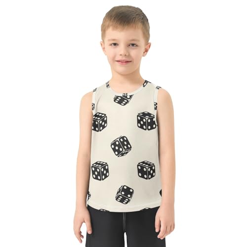 J JOYSAY Cartoon Dice Beige Boys Tank Top Sleeveless Muscle Shirts Quick Dry Sport Workout Active Kids T-Shirts 3-15T2
