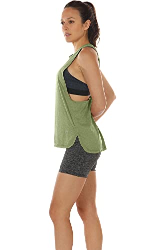 icyzone Workout Tank Tops for Women - Running Muscle Tank Sport Exercise Gym Yoga Tops Athletic Shirts (XS, Sweet Pea) - Thumbnail 5