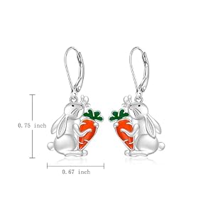 Sterling Silver Easter Bunny Pineapple Shamrock Cardinal Turkey Cat Pumpkin Bat Snowman Hummingbird Bulldog Flamingo Earrings for Women