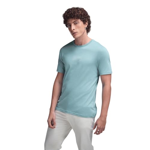 Image of Men's Cotton-Polyester Crew Neck Half Sleeve Relaxed Fit Tee | Workout-from-Home Casual Sports T-Shirt for Travel, Cafes, Walks & Lounge (XM1005)