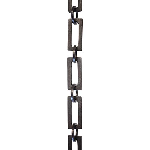 Image of RCH Hardware CH-12-OBB-3 Decorative Solid Brass Chain for Hanging Chandeliers and Pendant Lighting-Rectangular and Circular Design Unwelded Links (3 ft /1 Yard) (Oil Bronzed Black)