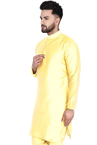 SKAVIJ Men's Art Silk Long Shirt Indian Casual Kurta Party Wear Outfit4