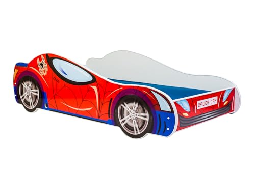 Autobett 140x70 Spielbett Kinderbett mit Lattenrost 70 x 140 Bett Kinder Rennfahrer Spider