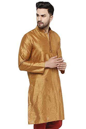 SKAVIJ Men's Tunic Top Art Silk Long Kurta Indian Wedding Casual Festive Wear Outfit2