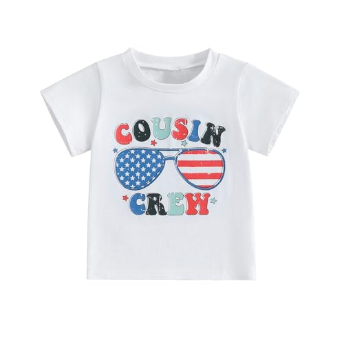 Cousin Crew Toddler Baby Boy Girl Lil Sis Big Bro Matching Outfits T Shirt Top Summer Clothes White 4th of July 5-6 Years
