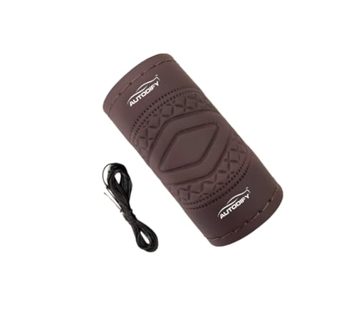 Image of Coffee Leather Steering Wheel Cover Universal Fit, Anti-Slip, Breathable, Comfortable Grip, Durable & Stylish for Cars Easy Install, Long-Lasting Protection,Non-SlipDesign.
