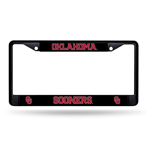 Rico Industries NCAA Oklahoma Sooners Primary Black Chrome Frame with Plastic Inserts 12" x 6" Car/Truck Auto Accessory
