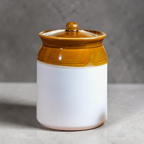 Image of Ceramic 6 KG Achaar Jar - 6 L (6000 ml) Martban Pickle Container - Kitchen Storage for Pickle, Chutneys and Sauces - Durable, and Easy to Clean (6000 ml)