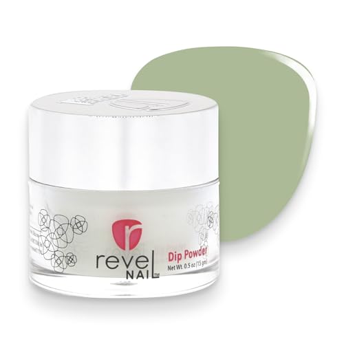 Revel Nail Dip Powder - Green Dipping Powder, Long-Lasting Dip Nail Color, Chip & Crack Resistant, No UV Lamp, DIY Manicure For Strong Healthy Nails, Eucalyptus