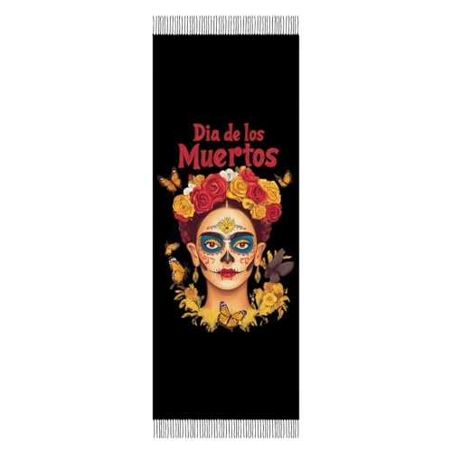 Celebrating Dia De Los Muertos Woman Scarf Soft Long Classic Tassel Edge Warm Scarf Fashion Shawl Wrap