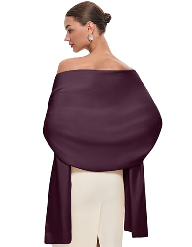 PULI Womens Burgundy Pashmina Shawl Wraps for Evening Dress Large Scarf Blanket Long Wedding Bridal Winter Warm Shoulder Wrap
