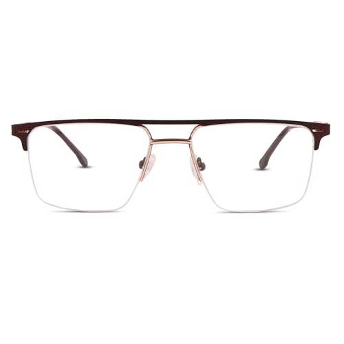 Image of Teen & 20 Rectangle Eyeglasses Frame for Men & Boys - Classic Half-Rim | Stylish & Lightweight Spectacle Frame | Durable Eyewear for Office, Study & Daily Use - TK9004