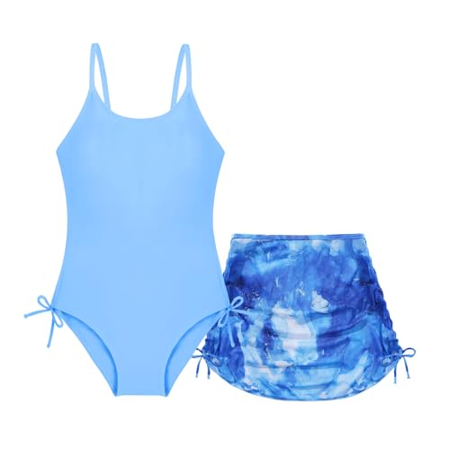 Image of Weixinbuy Girl's One Piece Swimsuits with Mesh Skirt Bathing Suits Swimwear with Cover Up for Girls 9-16 Years