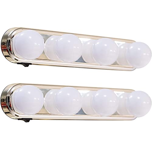 Image of Professional Hollywood Makeup Lighting (Two Sets) Cordless with LED Bulbs Portable Makeup Light LED Vanity Mirror Lights Bright Lighting Fixture Strip for Bathroom Dressing Room Vanity Table