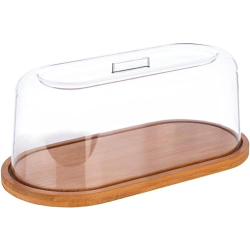 APS 826 Bandeja con capucha - Bandeja ovalada de madera de bambú con cubierta (28 x 14 cm, altura: 11,5 cm) - Campana de queso