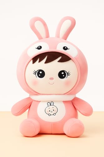 Image of Soft Plush Doll for Girls with Rabbit Ear, Teddy Bear, Soft Toy for Baby Girl, Best Gift Toy, Girls and Adults | Valentines (27cm, Pink)