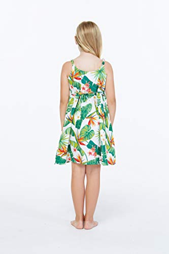 Girl Elastic Strap Empire Waist Dress in Classic Bird of Paradise in White2