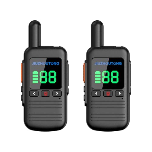 JIUZHOUTONG Mini Walkie Talkie LCD Digital Display 1250mAh Battery Type-C Charging 16 Channels Two-Way Radio Set for Family Healthcare Hospital Restaurants School Retail (Black)