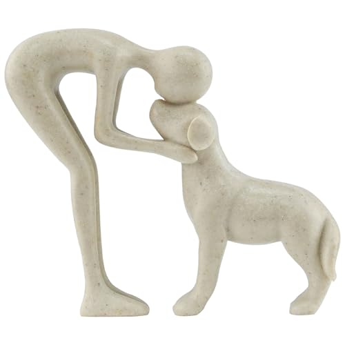 Estatua decorativa de perro de resina beige pequeño