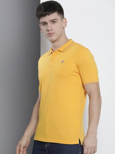 Image of The Indian Garage Co Men Slim Fit Solid Polo Neck Half Sleeves Tshirt
