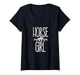 Mujer Caballo Chica Corazón Para Montar Caballos Ropa Divertida Camiseta Cuello V
