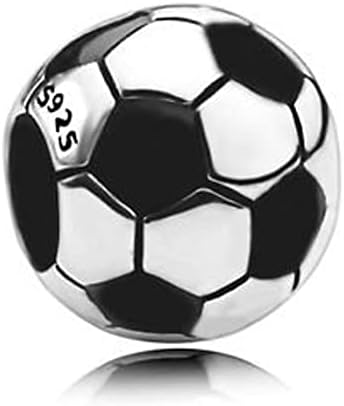 925 Sterling Silver Charms Beads Pendants Compatible with Pandora Bracelets & Necklaces Etc (Soccer Ball Football)