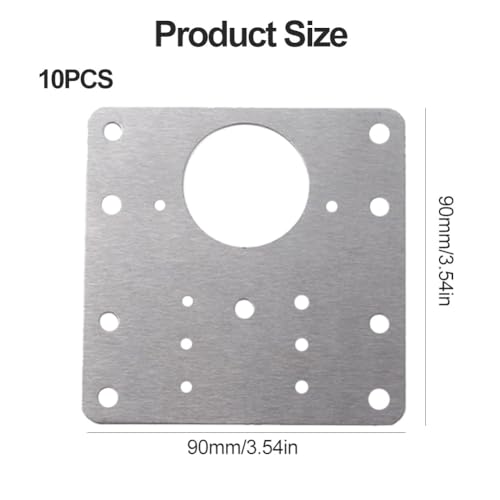 Scharnier Reparaturplatte, 10 Stück Edelstahl Reparaturset 9×9cm mit Schrauben Reparaturstück für Seitenscharnierplatte Schranktür Reparatur Platte, Küchenscharnier Reparaturplatten