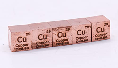 Image of 0.39 inch 10mm Copper Metal Cube Cu up to 99.9% Pure Periodic Table Element Engraved Density Collection Science Education Display Block Cube + Acrylic Case Box - 1PC