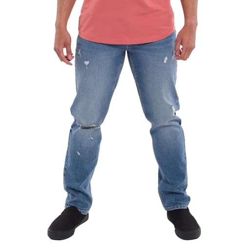 The Perfect Jean TPJ Mens Athletic Fit Jeans 99% Cotton (Glacier - Medium Blue (Ripped), 34x30)