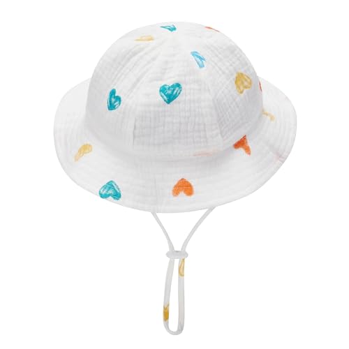 Baby Sun Hat Summer Beach Hats Wide Brim Sun Protection Floral Bucket Hat for Boys Girls Toddler Infant