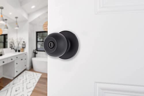 BRINKS Transitional Privacy Door Knob - Matte Black Exterior Door Lock Set, Seamlessly Blends with Interior Décor, 6 Pack by BRINKS - Image 2