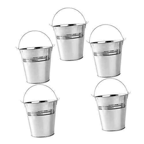 KICHOUSE 5pezzi Cestini per Patatine Fritte in Lamiera Contenitori Snack per Feste da Tavolo Secchiello per Snack e Patatine Fritte
