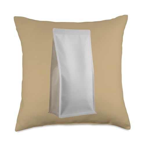 Coffee Bag Mockup Blank White Bag Packaging Photo Food Drink Throw Pillow