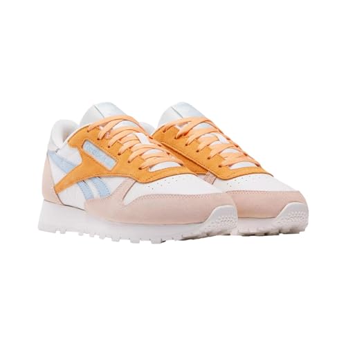 Image of Reebok Women's Classic Leather Sneaker, Chalk Washed Clay Soft Blue, 8.5